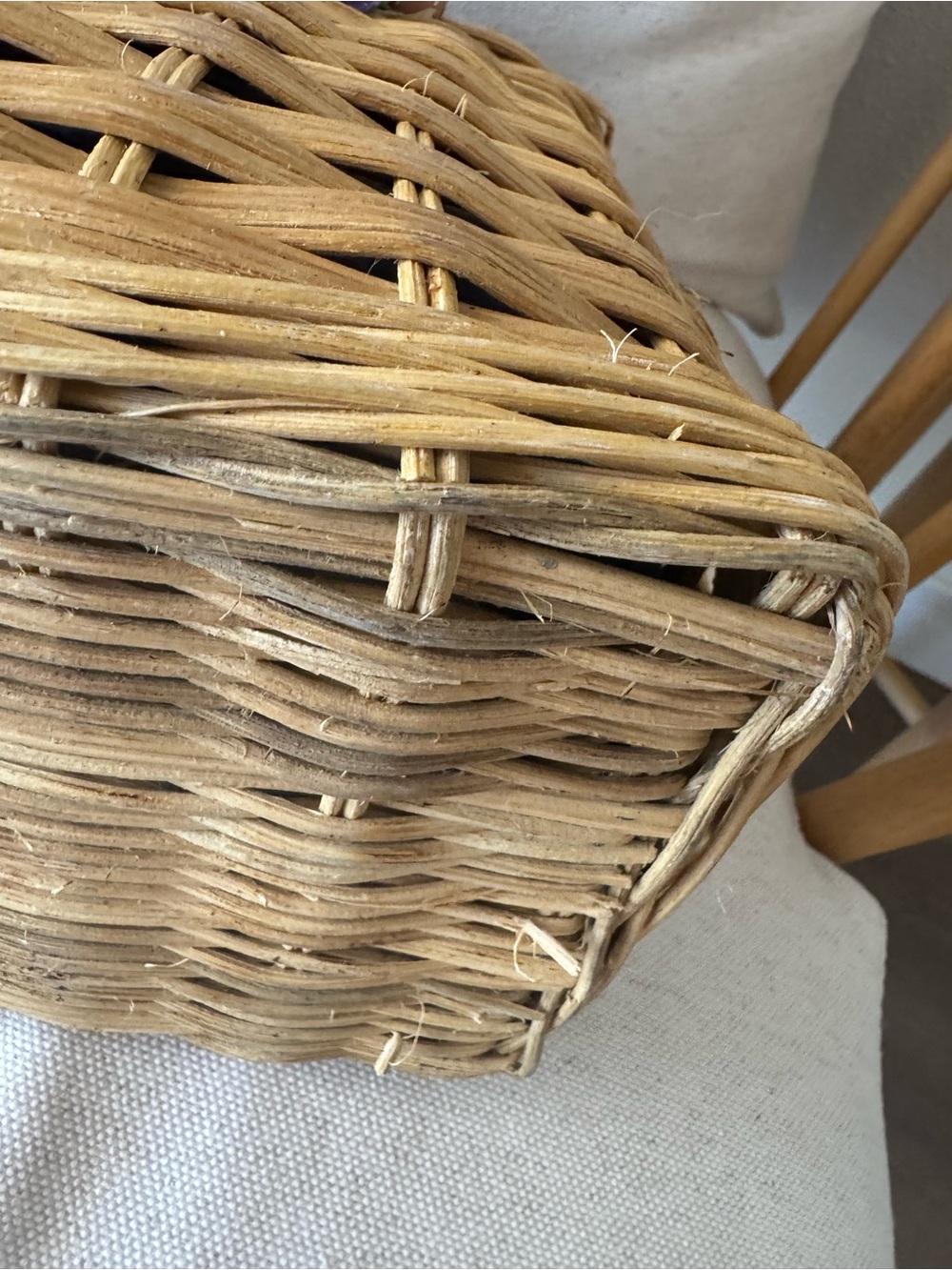 RARE Kate Spade New York Floral Wicker Woven Basket Bag Nuetral Tote Handbag - Picture 11 of 17